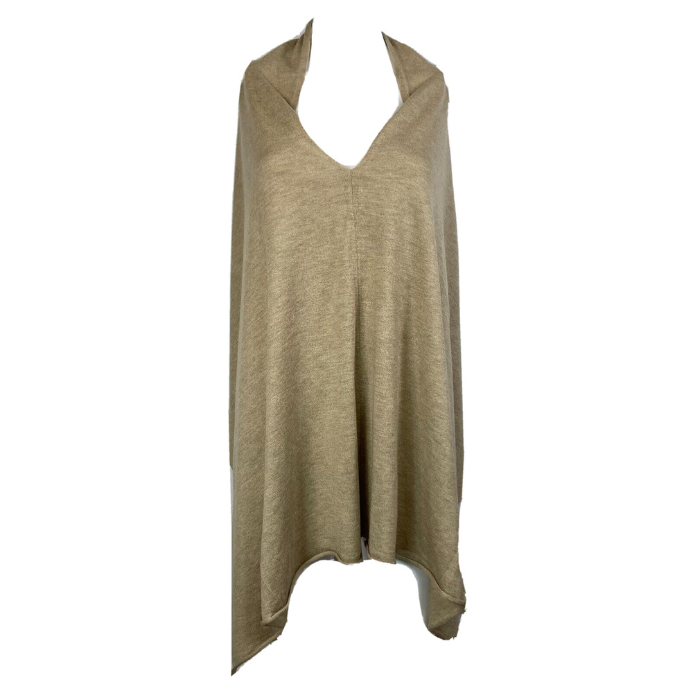 Kerisma Shawl Poncho Womens One Size Beige Wool Knit Pullover Asymmetric